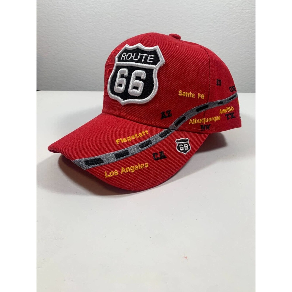 New US Route 66 The Mother Road Side Baseball Cap Red
